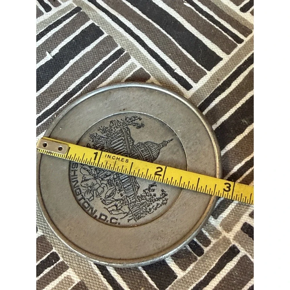 Vtg Souvenir Washington DC USA Capitol Mini Pewter Plate made in USA